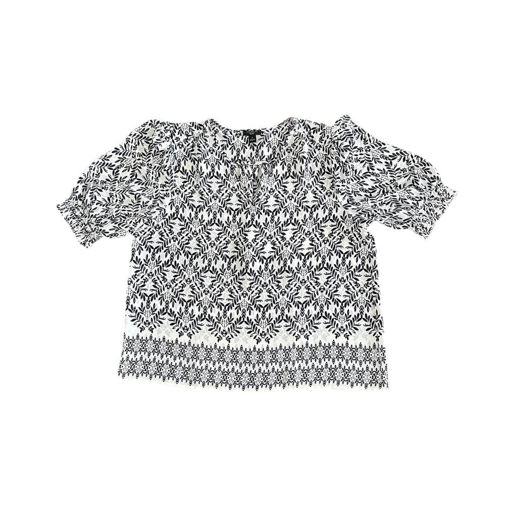 Ann Taylor Factory Chiffon Blouse, Petite L, V-Neck, Short Sleeve